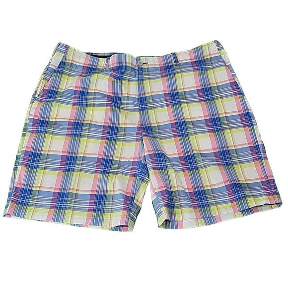 Jack Nicklaus Men's Golf Shorts Plaid Pink & Blue Pockets Classic Size 42 - Picture 1 of 4